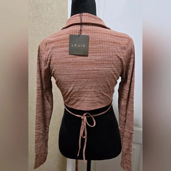 Rust Back Self-Tie Collared Crop Top #379-384 - Picture 4 of 7